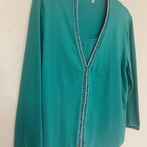 Escada Silk Mint Green Set sz. L, 12-14, 44 Germany.